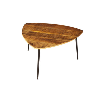 Dreieckiger Couchtisch aus Mangoholz und Metall, 80 × 80 × 47 cm | VIA X SELECTION