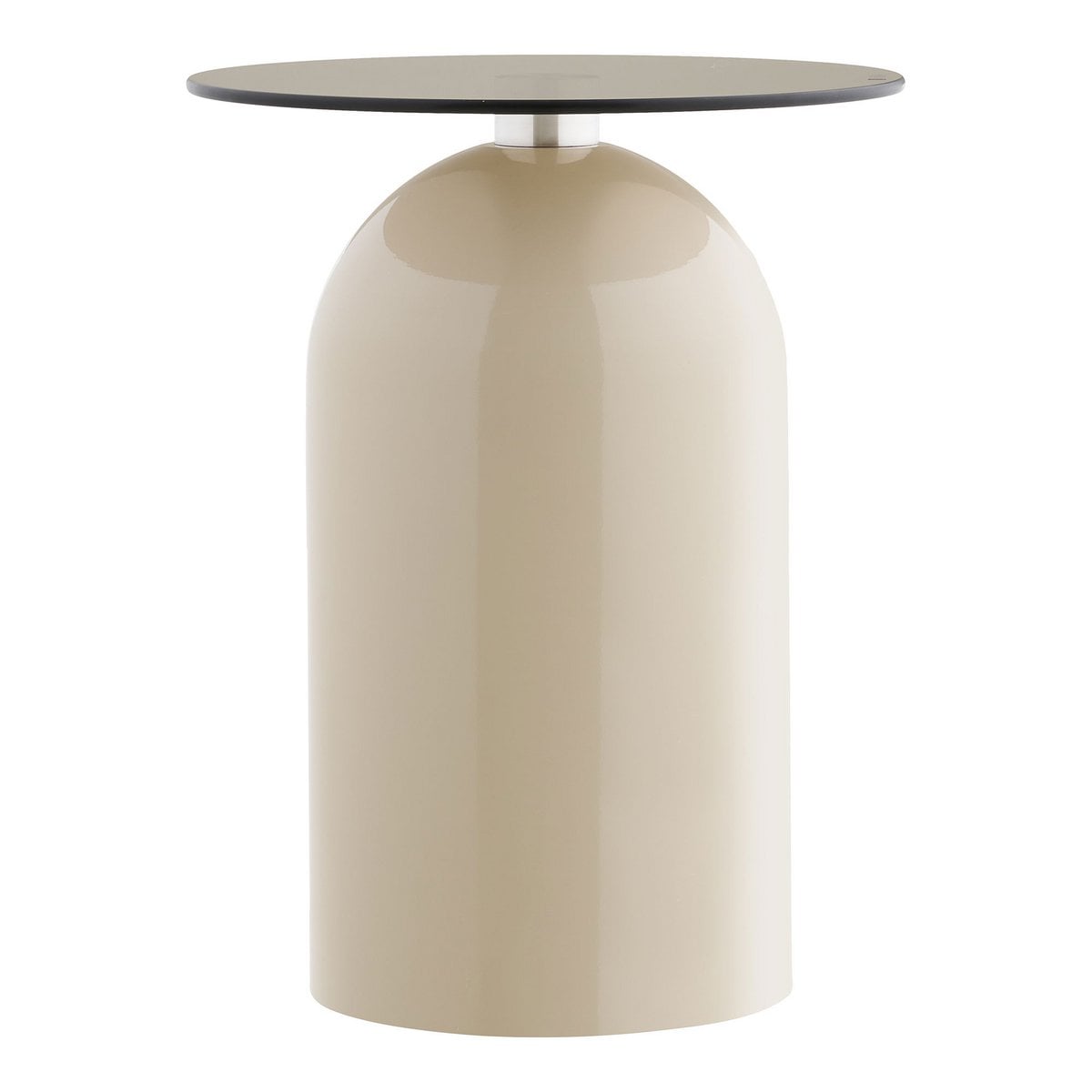 Runder Beistelltisch aus Metall und Glas in Grau-Beige, Ø, 40 × 52 cm | VIA X SELECTION
