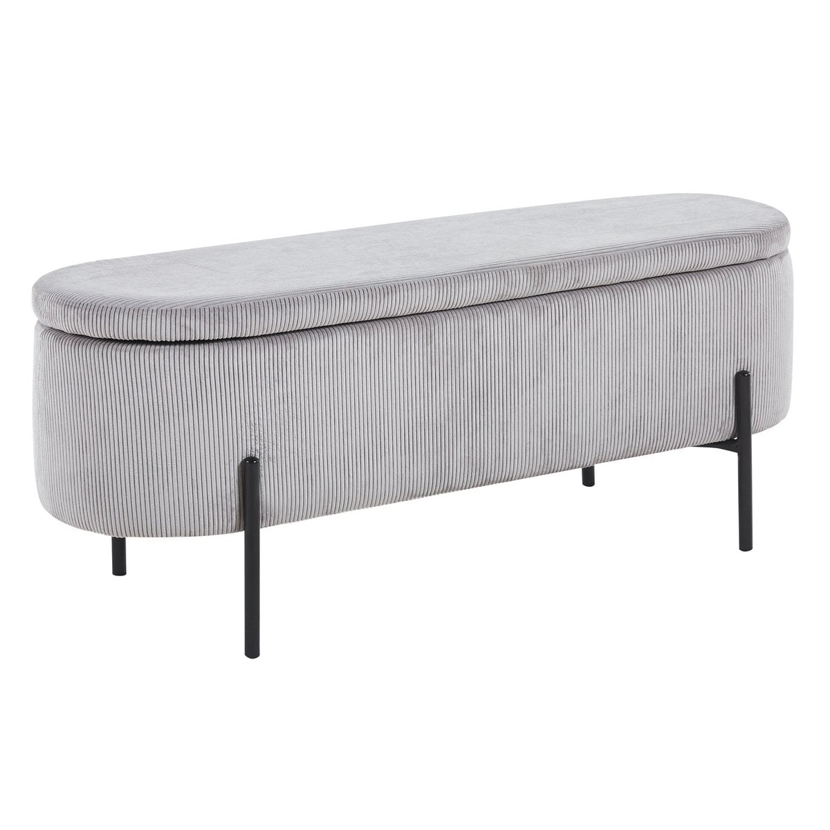 Bettbank aus Cord hellgrau 110 cm mit Stauraum | VIA X SELECTION