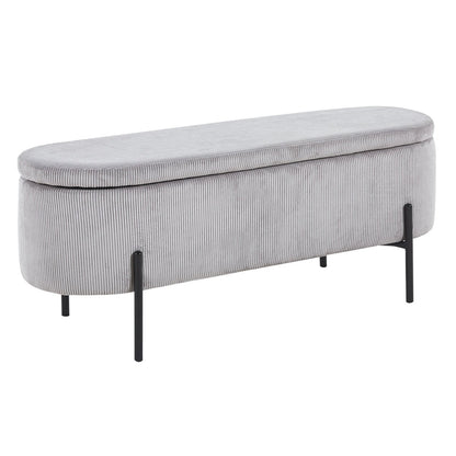 Bettbank aus Cord hellgrau 110 cm mit Stauraum | VIA X SELECTION
