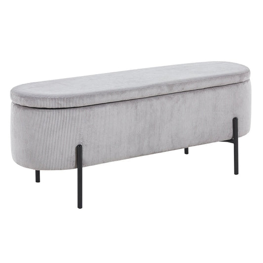 Bettbank aus Cord hellgrau 110 cm mit Stauraum | VIA X SELECTION