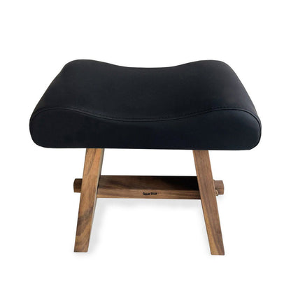 Hocker aus Suarholz natur mit schwarzer Ledersitzfläche | VIA X SELECTION