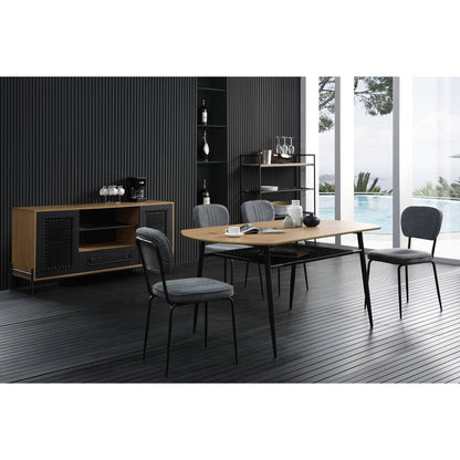 Esstisch in Naturton mit Metallgestell und Ablage, 160 × 90 cm | VIA X SELECTION