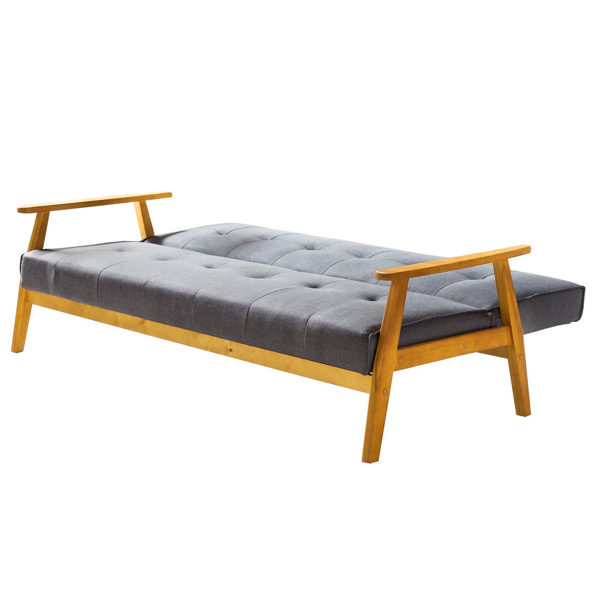 Schlafsofa in dunkelgrauem Webstoff mit Holzgestell | VIA X SELECTION