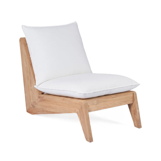 Loungesessel aus recyceltem Teakholz in Naturweiß mit geneigter Lehne | VIA X SELECTION