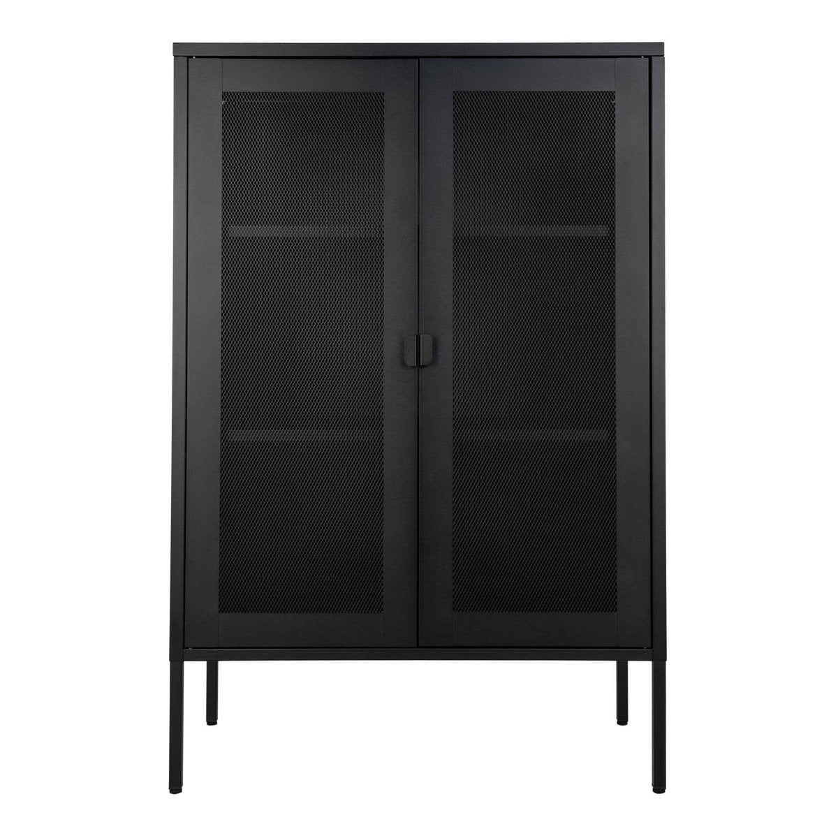 Vitrinenschrank aus schwarzem Stahl mit Gittertüren, 80 × 40 × 120 cm | VIA X SELECTION