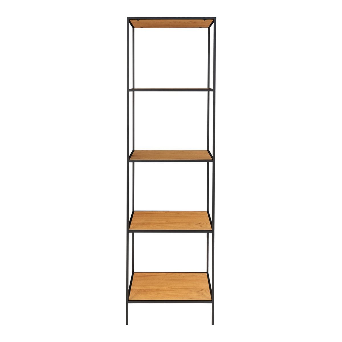 Regal mit 5 Ablagen eichenfarben-schwarz, 51 × 36 × 170 cm | VIA X SELECTION