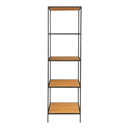 Regal mit 5 Ablagen eichenfarben-schwarz, 51 × 36 × 170 cm | VIA X SELECTION