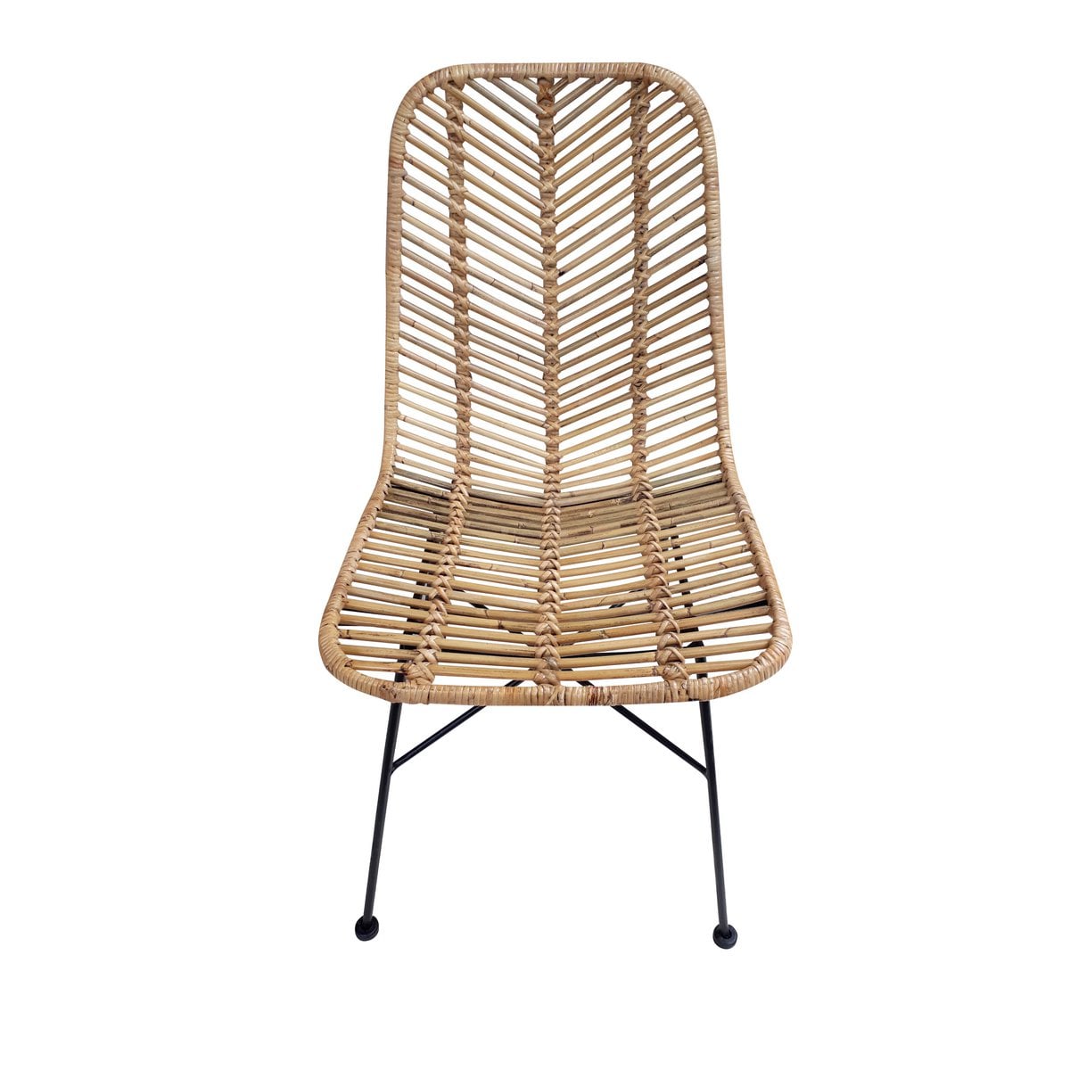 Esszimmerstuhl aus Rattan mit schwarzem Metallgestell im 2er-Set | VIA X SELECTION