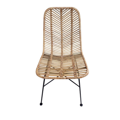 Esszimmerstuhl aus Rattan mit schwarzem Metallgestell im 2er-Set | VIA X SELECTION