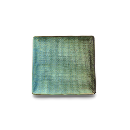 Quadratischer Keramikteller in Blaugrün-Braun 20 cm | VIA X SELECTION