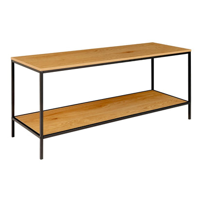 Offenes TV-Lowboard in Eichenoptik mit schwarzem Stahlgestell, 100 × 36 × 45 cm | VIA X SELECTION