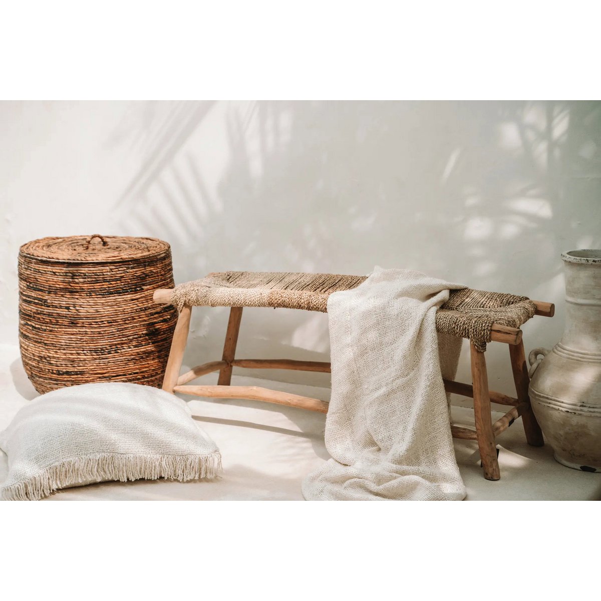 Großer Kissenbezug aus Baumwolle in Creme, 60 × 60 cm | VIA X SELECTION
