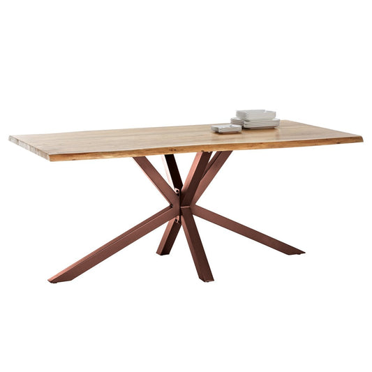 Esstisch Akazienholz Naturton Metallgestell, 160 × 85 cm | VIA X SELECTION