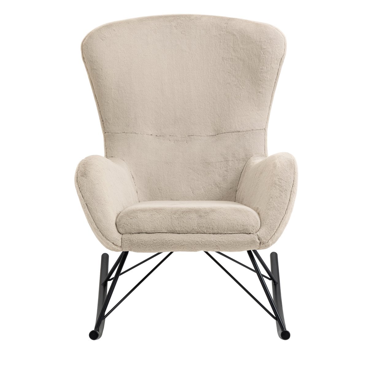 Schaukelstuhl in Lammfell-Optik in Beige | VIA X SELECTION