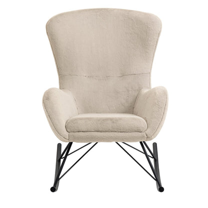 Schaukelstuhl in Lammfell-Optik in Beige | VIA X SELECTION