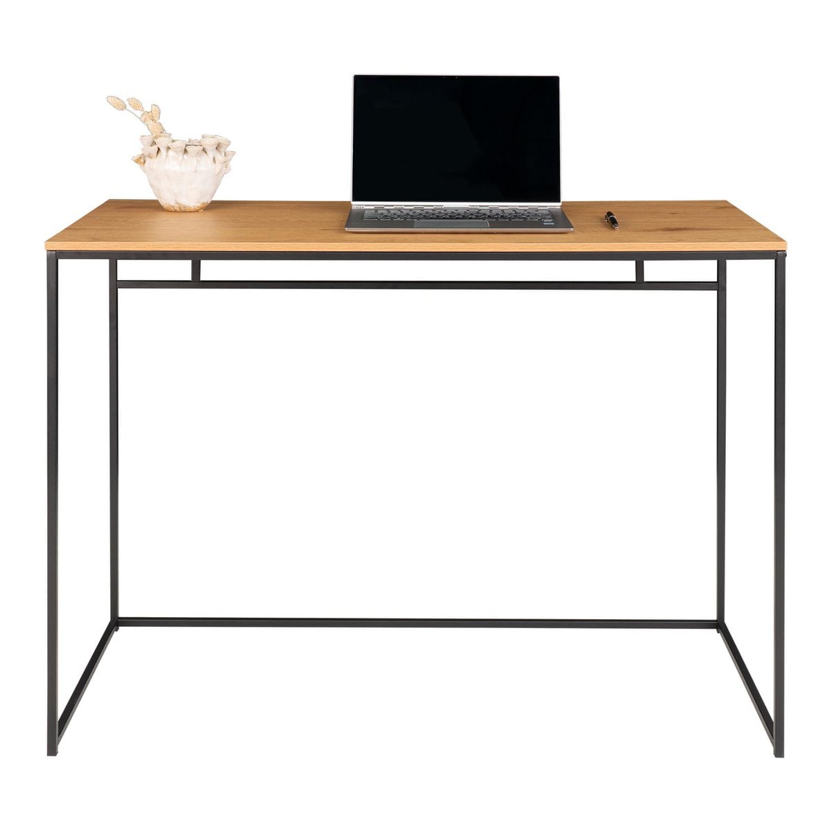 Schreibtisch schwarz mit Holzoptik, 100 × 45 cm | VIA X SELECTION