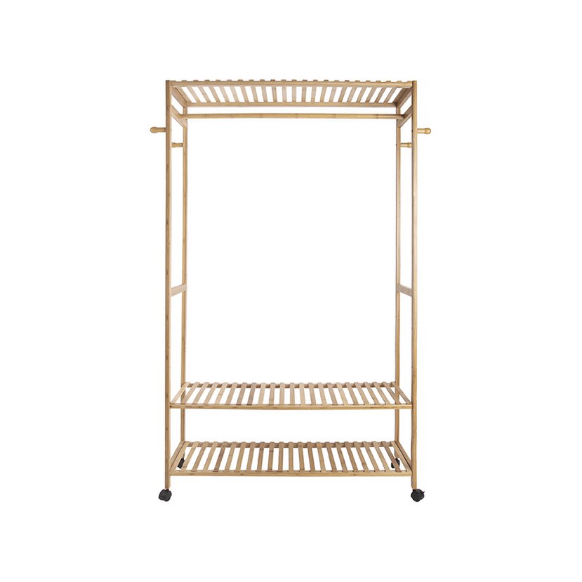 Kleiderständer aus Bambus mit Rollen und Ablage, 113 × 165 cm | VIA X SELECTION