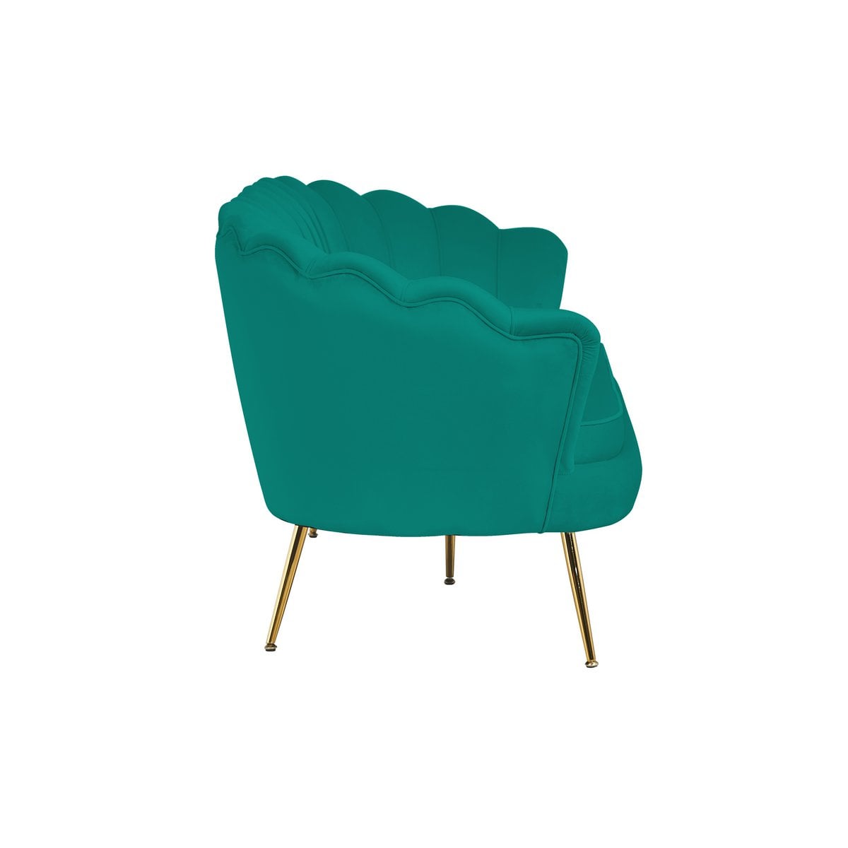 3-Sitzer-Muschelsofa aus Samt in Grün mit goldfarbenem Metallgestell | VIA X SELECTION