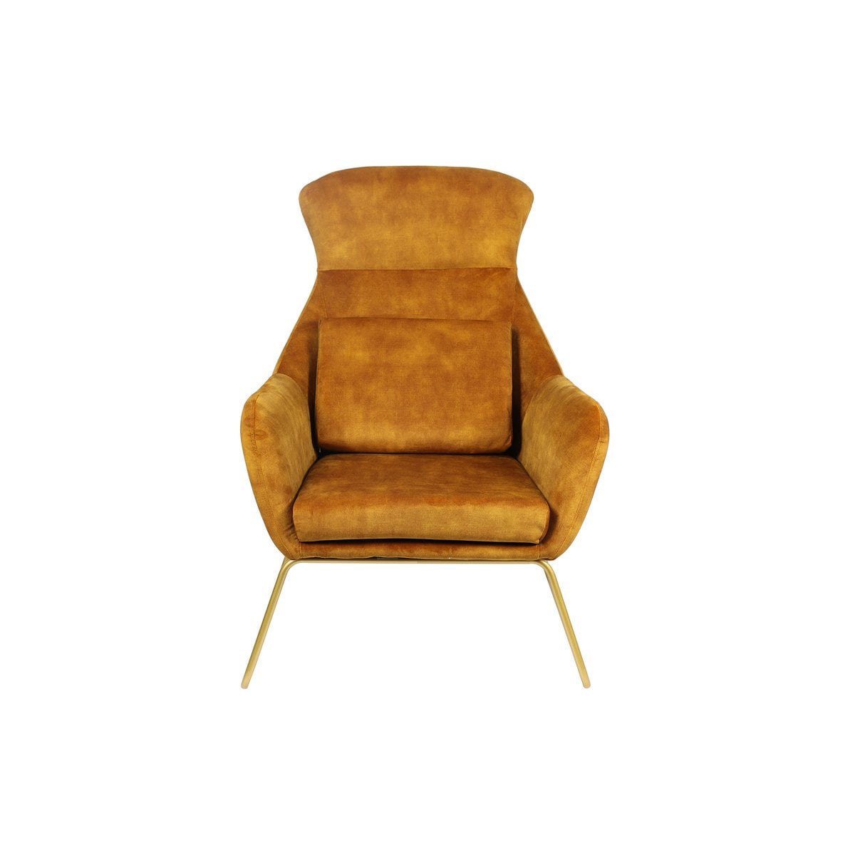 Relaxsessel aus Velours gold mit messingfarbenem Gestell | VIA X SELECTION