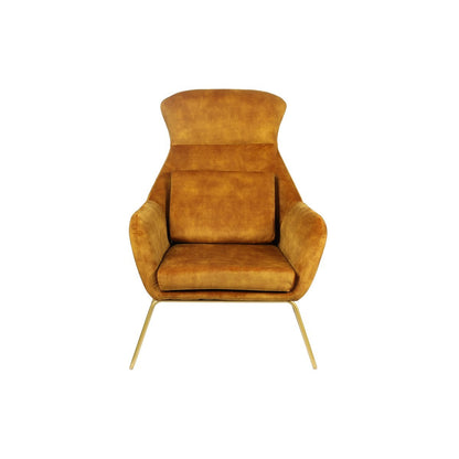 Relaxsessel aus Velours gold mit messingfarbenem Gestell | VIA X SELECTION
