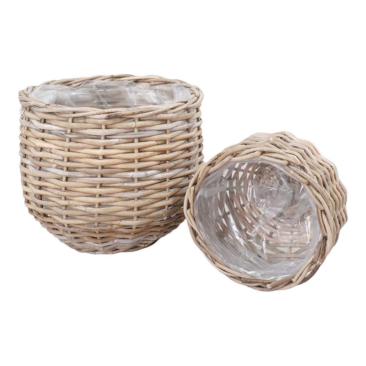 Korb-Set aus Kubu-Rattan, Natur, 2-teilig | VIA X SELECTION