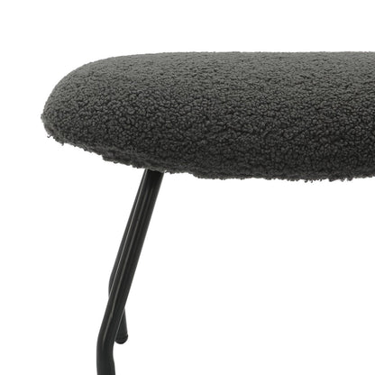 Sessel mit Hocker in Teddyfell-Optik anthrazit | VIA X SELECTION