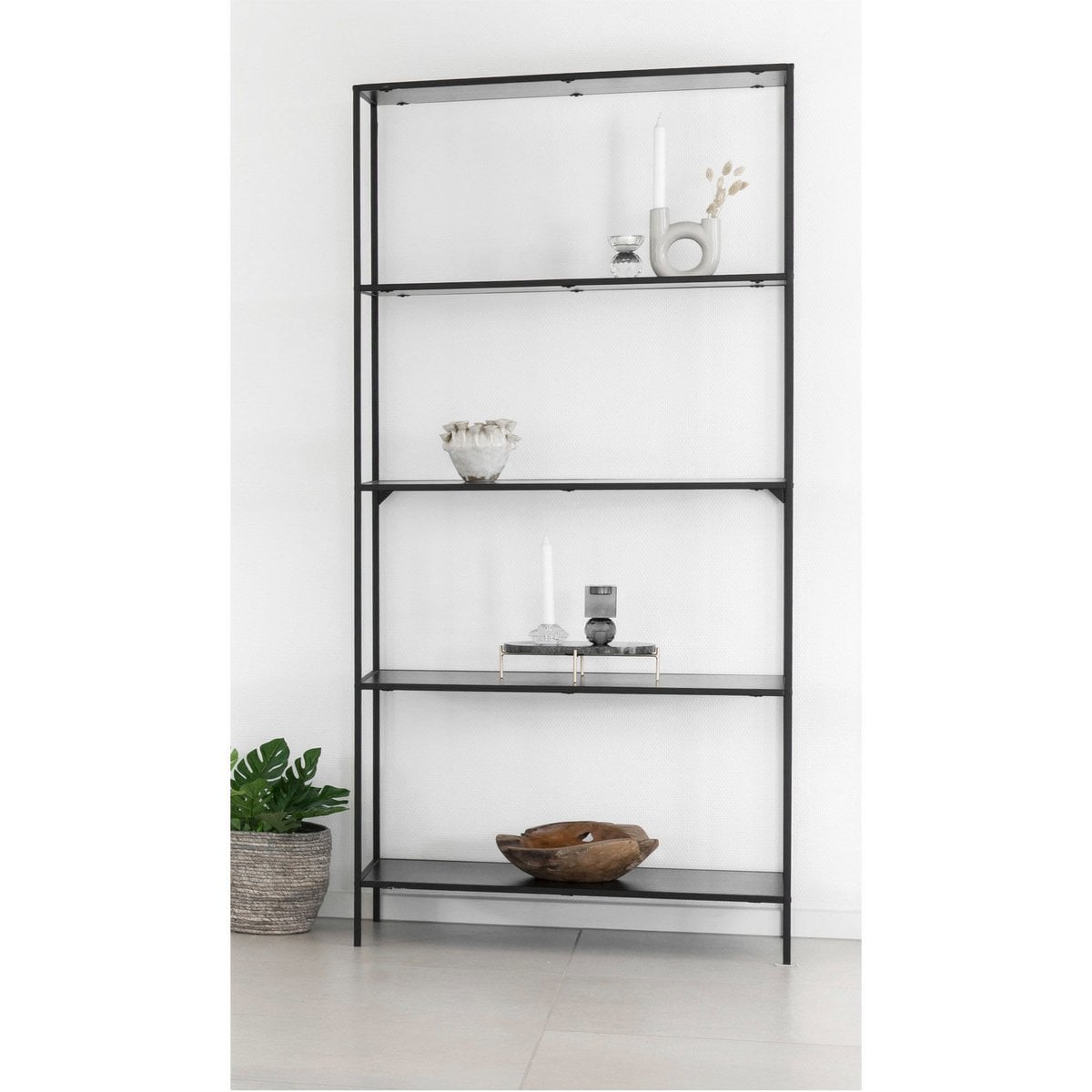 Regal aus schwarzem Stahl mit 5 Böden, 80 × 36 × 170 cm | VIA X SELECTION