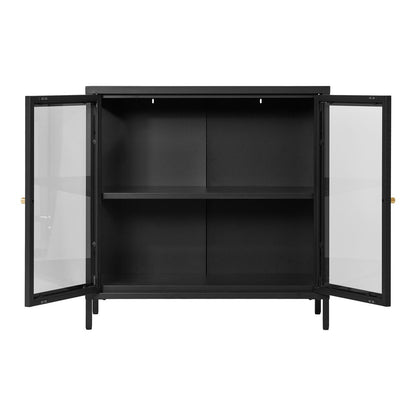 Vitrinenschrank schwarz mit Glasfront, 35 × 80 × 80 cm | VIA X SELECTION