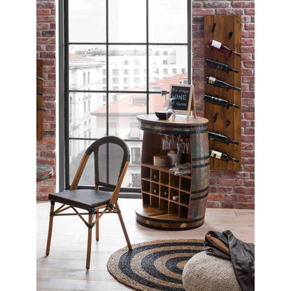 Wand-Weinregal aus Akazienholz und schwarzem Metall für 8 Flaschen, 16 × 33 × 148 cm | VIA X SELECTION