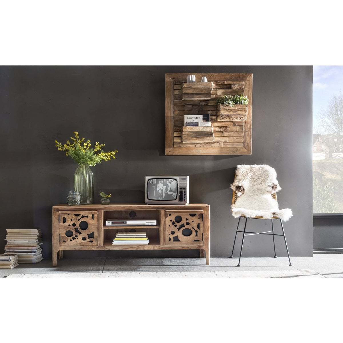 Esszimmerstuhl aus Rattan mit schwarzem Metallgestell im 2er-Set | VIA X SELECTION