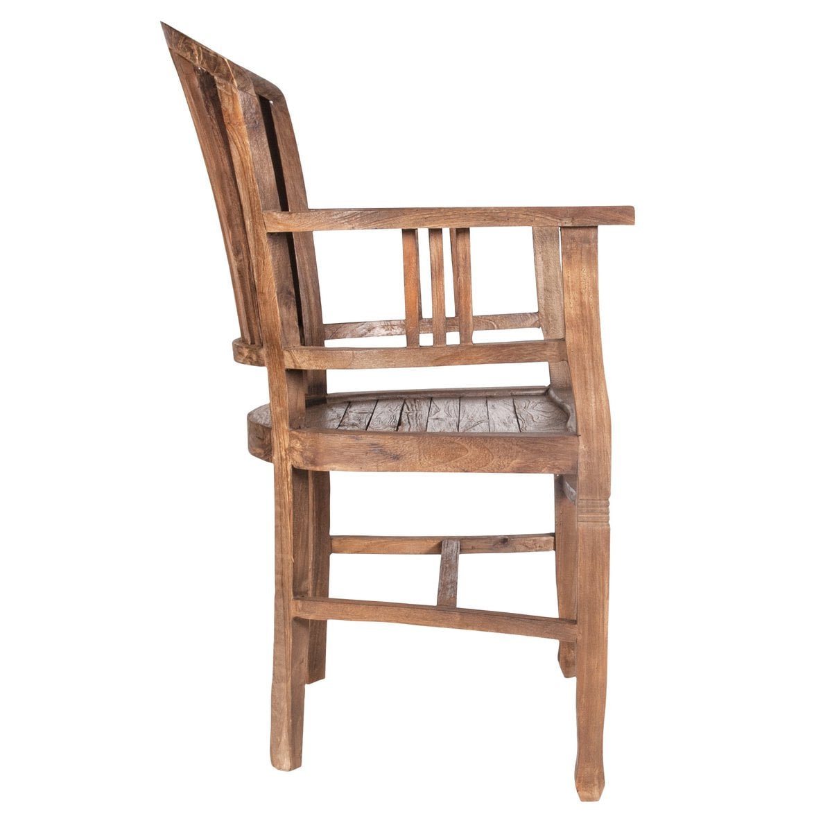 Armlehnstuhl aus recyceltem Teakholz mit Lederbespannung | VIA X SELECTION