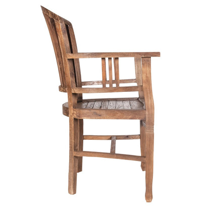 Armlehnstuhl aus recyceltem Teakholz mit Lederbespannung | VIA X SELECTION