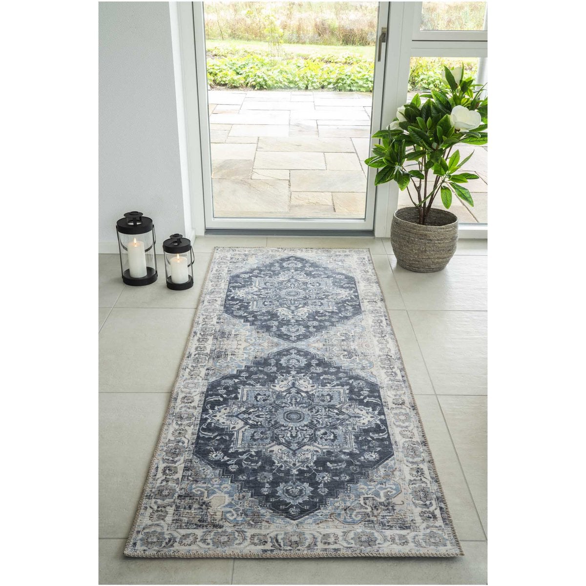 Läufer aus Chenille-Polyester blau, 80 × 200 cm | VIA X SELECTION