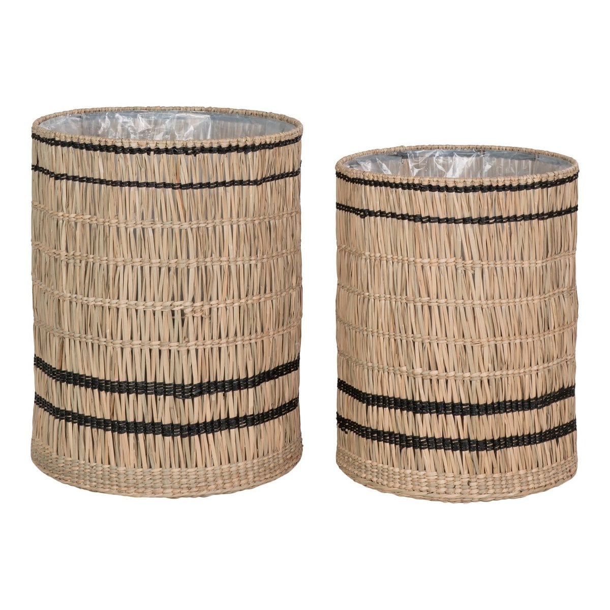 Pflanzkorb-Set aus Seegras, Natur/Schwarz, 2-teilig | VIA X SELECTION