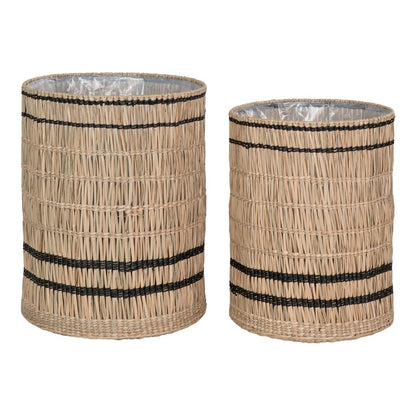 Pflanzkorb-Set aus Seegras, Natur/Schwarz, 2-teilig | VIA X SELECTION