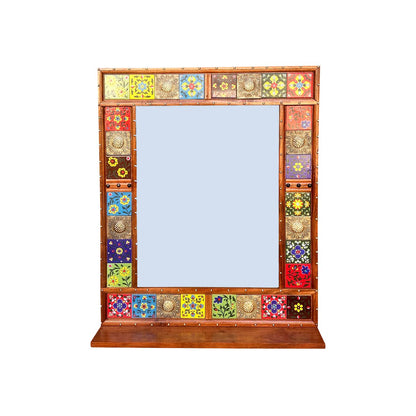 Wandspiegel mit Kachelrahmen und Ablage 65 × 80,5 cm | VIA X SELECTION