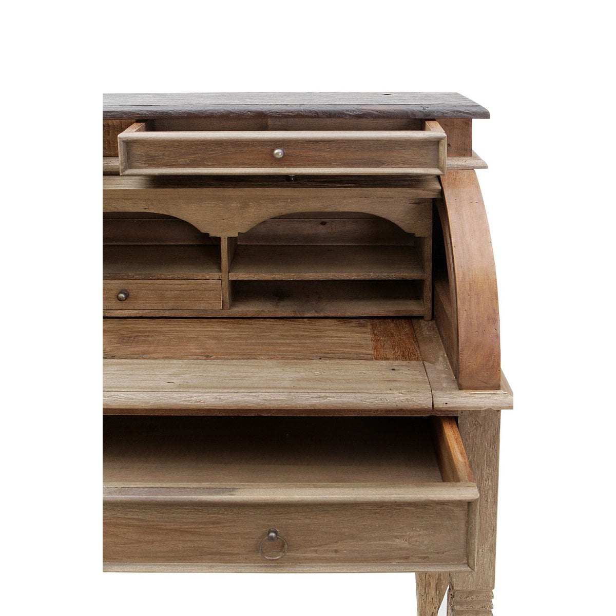 Sekretär aus recyceltem Teak mit Rollladen 100 cm | VIA X SELECTION
