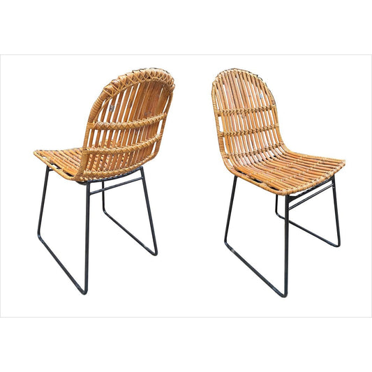 TOM TAILOR Home Esszimmerstuhl aus Rattan mit dichtem Geflecht und schwarzem Metallgestell im 2er-Set | VIA X SELECTION