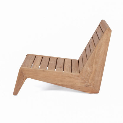Loungesessel aus recyceltem Teakholz in Naturweiß mit geneigter Lehne | VIA X SELECTION