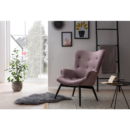 Polstersessel aus Samt rosé mit schwarzen Metallbeinen | VIA X SELECTION