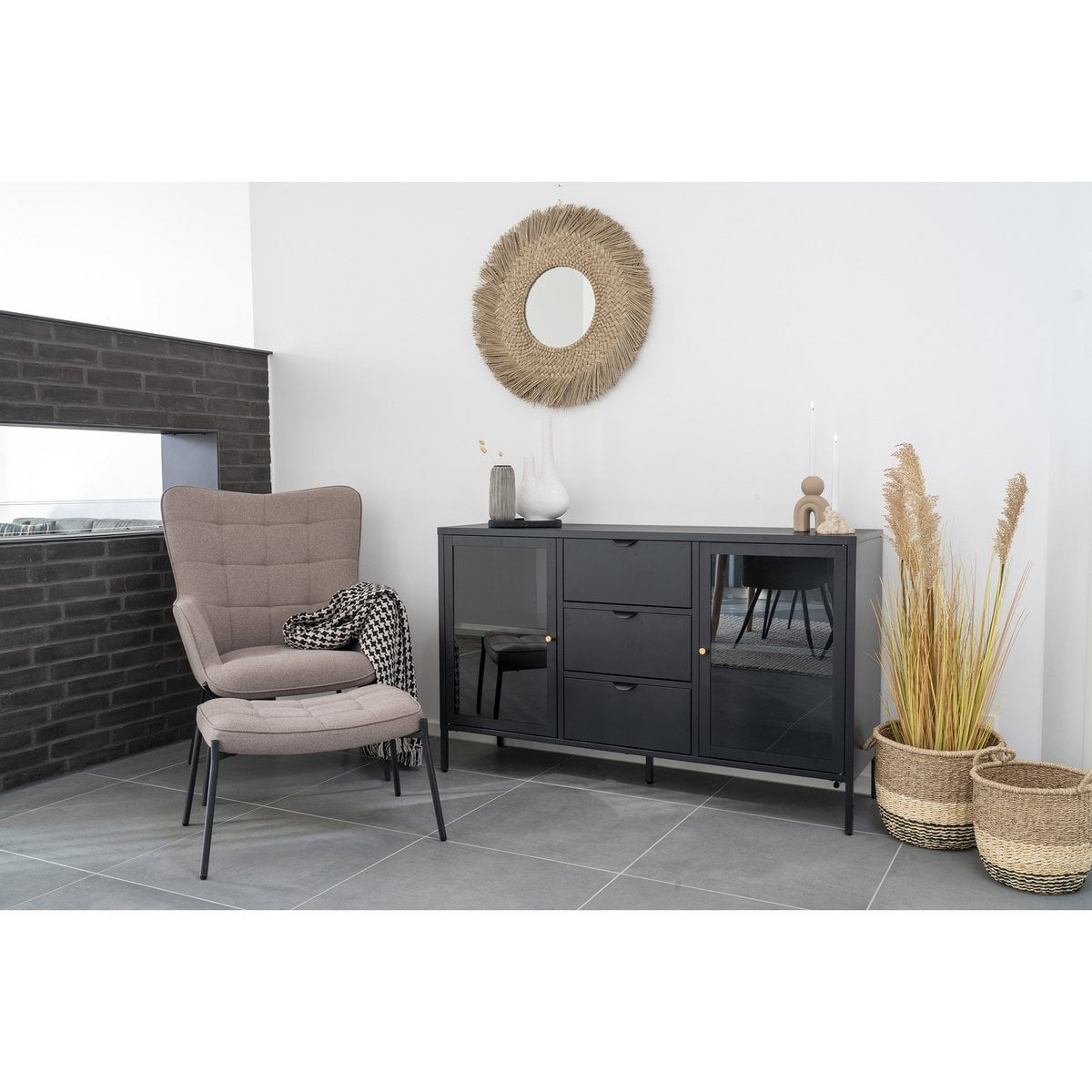 Plaid aus Baumwollmix in Schwarz und Beige, 130 × 180 cm | VIA X SELECTION