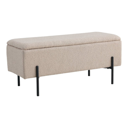 Sitzbank aus Bouclé beige 95 cm mit Stauraum | VIA X SELECTION