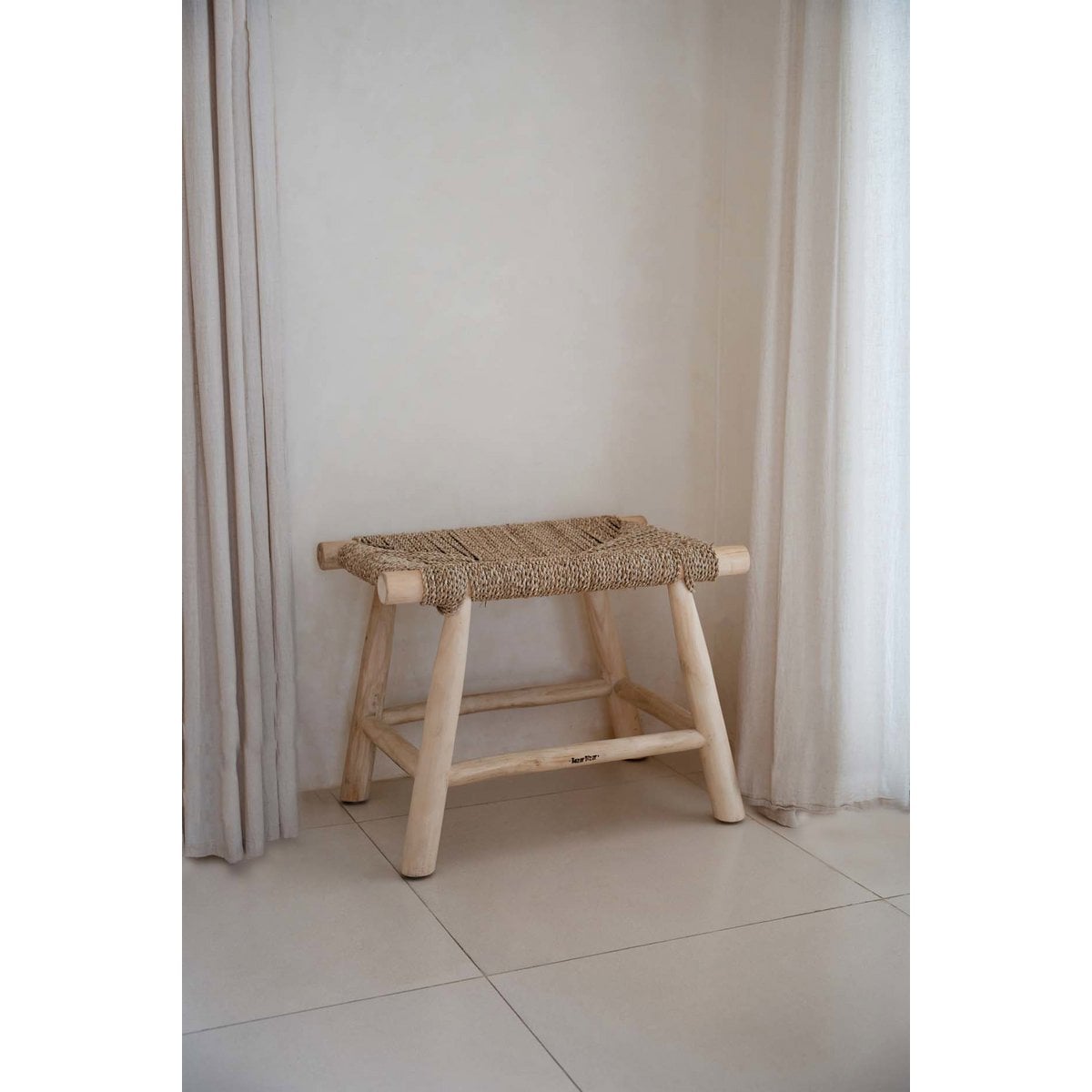 Hocker aus Seegras natur mit rechteckiger Form | VIA X SELECTION