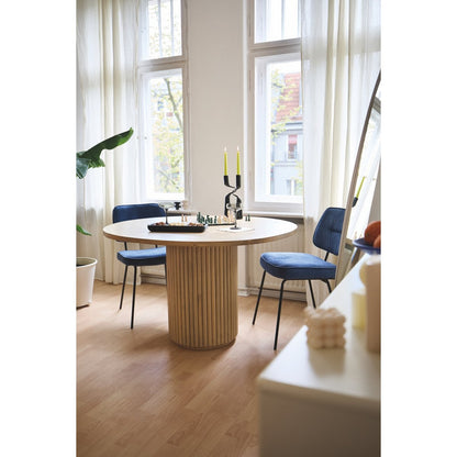 TOM TAILOR Home runder Esstisch Mangoholz gerippter Mittelfuß 120 cm | VIA X SELECTION