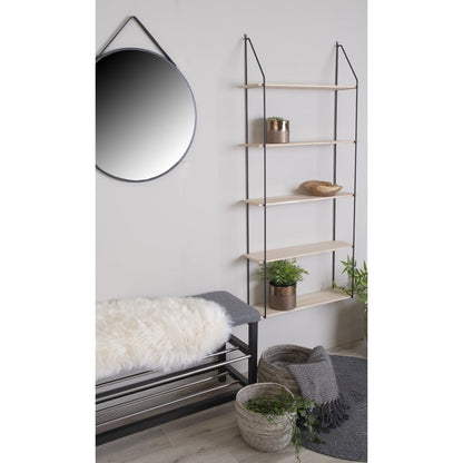 Regal aus schwarzem Stahl und Paulownienholz, 65 × 17 × 145 cm | VIA X SELECTION