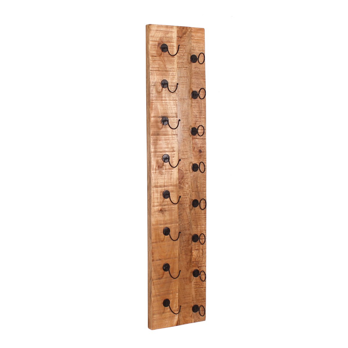 Wand-Weinregal aus Mangoholz und schwarzem Metall für 8 Flaschen, 16 × 33 × 148 cm | VIA X SELECTION