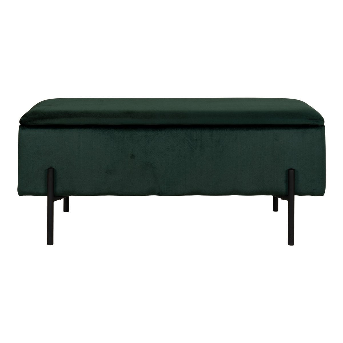 Sitzbank aus Velours grün 95 cm mit Stauraum | VIA X SELECTION