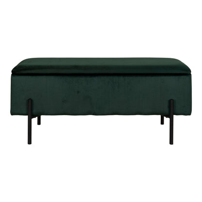 Sitzbank aus Velours grün 95 cm mit Stauraum | VIA X SELECTION