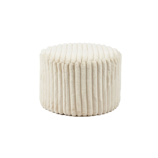 Sitzhocker aus Plüsch-Cord beige mit runder Form | VIA X SELECTION